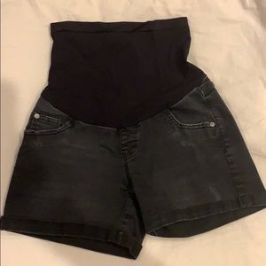 distressed  black maternity shorts